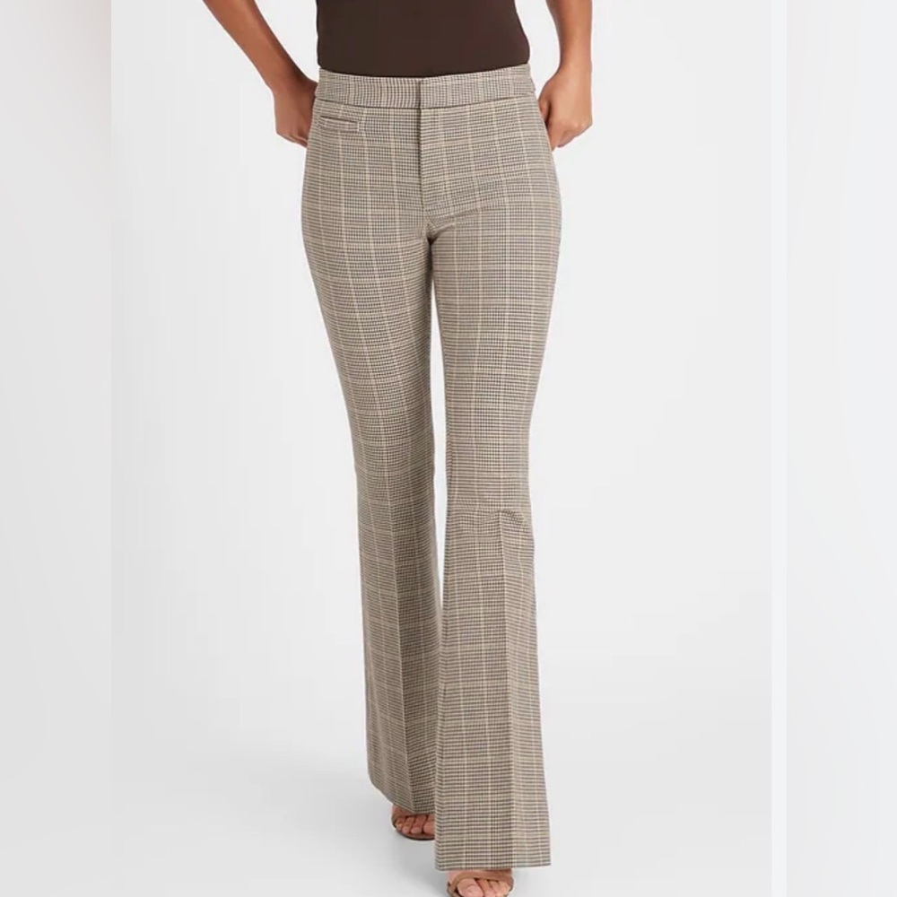Banana Republic Women’s Rayon Cotton High-Rise Plaid Flare Sloan Pants Size 0